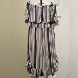 Strapless Striped MIDI Dress, Size Small